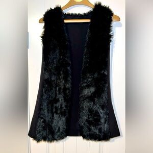 MOSSIMO Y2K PREPPY MOB WIFE WOMEN'S  BLACK FAUX FUR SOFT VEST Sz.XS